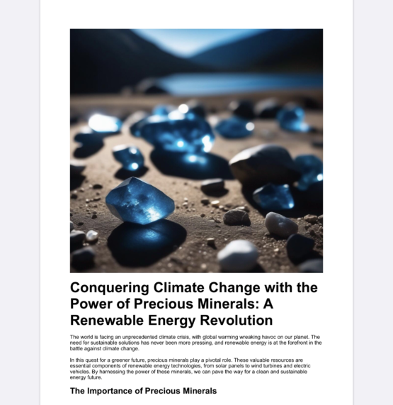 Conquering Climate Change with the Power of Precious Minerals