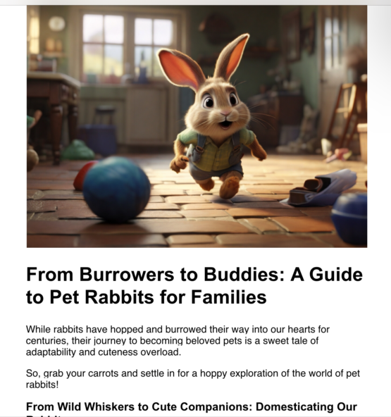 An entertaining article about rabbits as pets for families