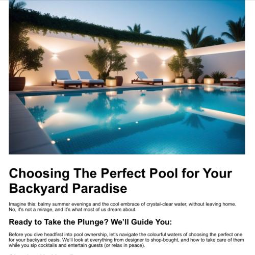 Choosing The Perfect Pool
